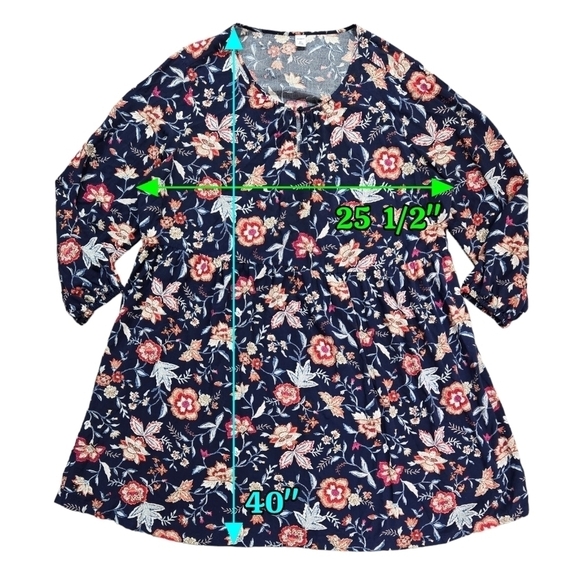 Old Navy Blue Floral Soft-Woven Keyhole Swing Dress Feminine Romantic - Picture 4 of 10